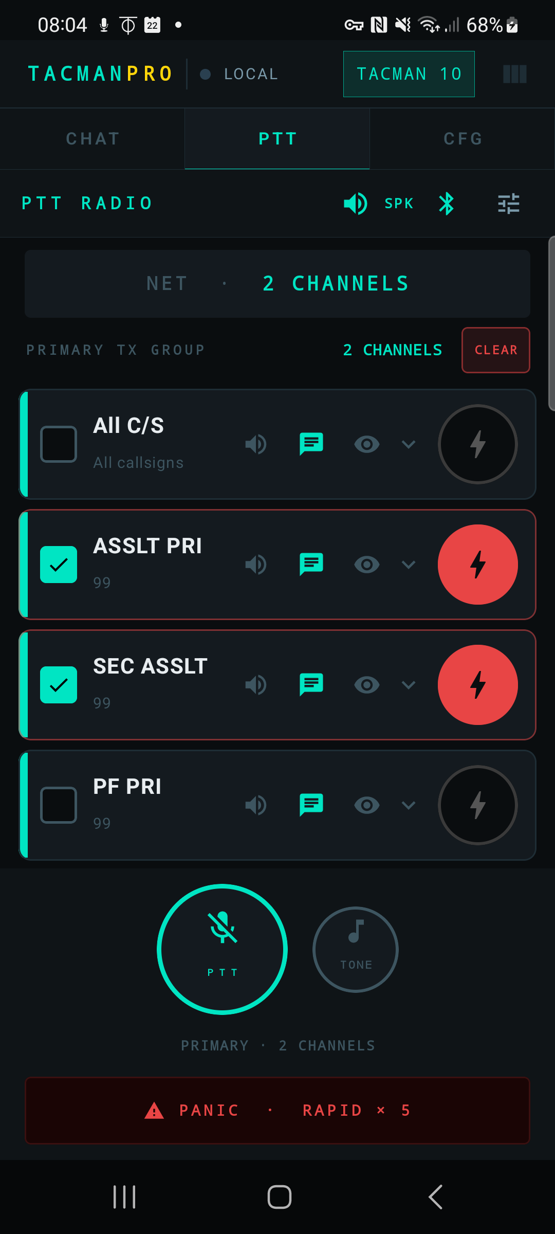 TACMAN Pro — multi-channel PTT